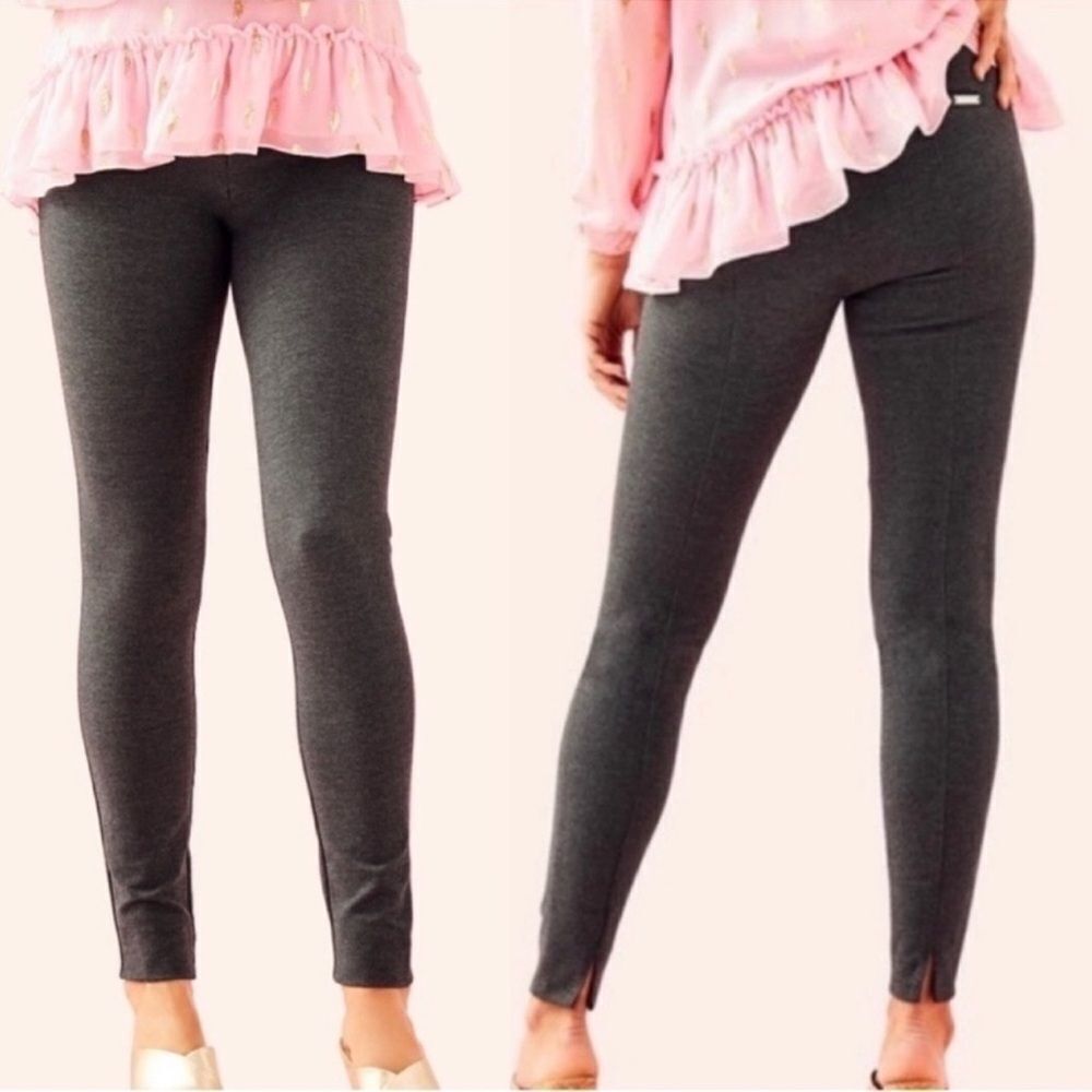 Lilly Pulitzer L Nira Gray Ponte Knit Pull On Leggings Pants